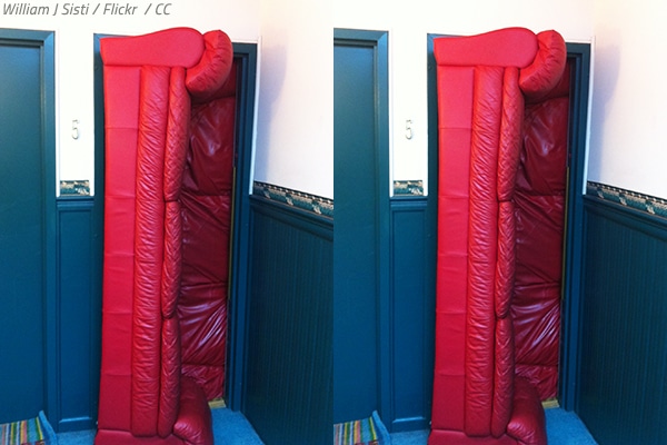Tips for moving a couch through a door.
